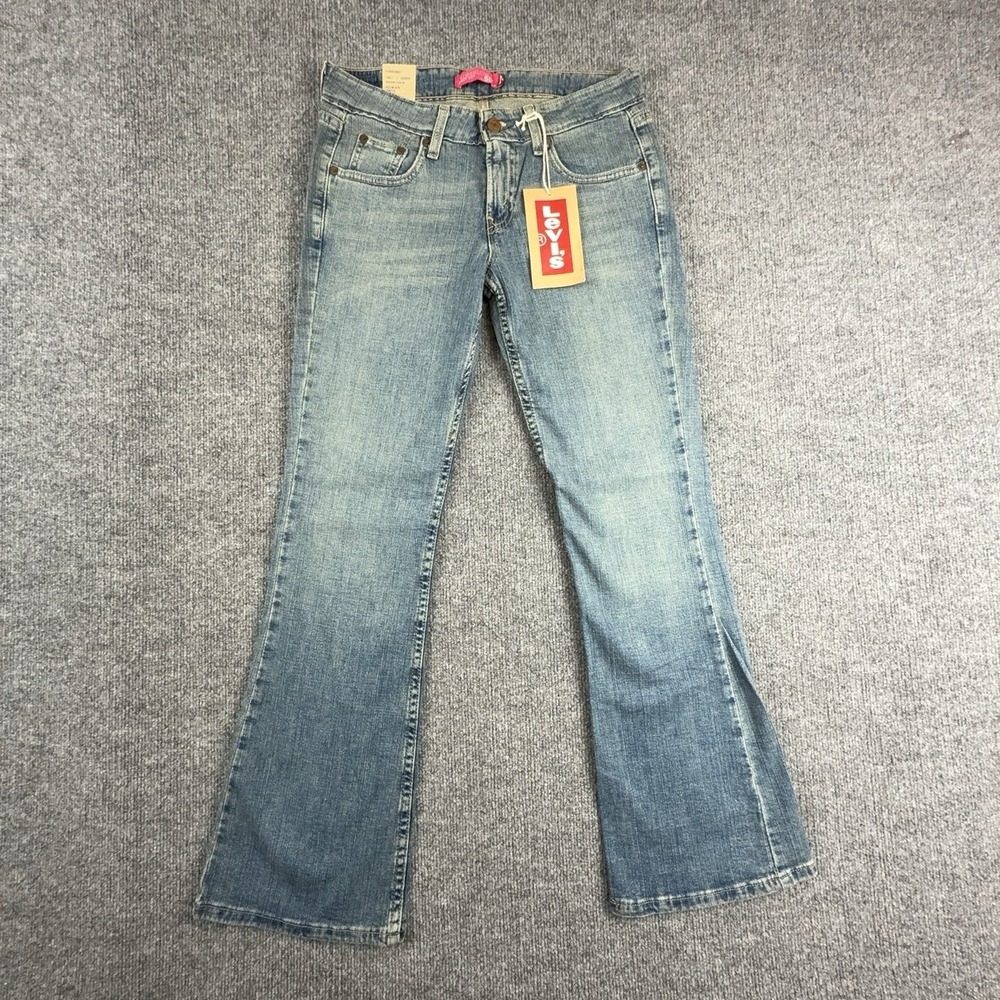 Levi's 518 Superlow Bootcut Jeans Juniors 5 Short Medium Wash Blue Low Rise NWT
